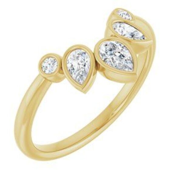 Kazi Luxury 14K Yellow Gold Bezel-Set Contour Band with 3/8 CTW Natural Diamond